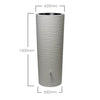 Image of Gray cylindrical Natura 2in1 MiniTank cylindrical concrete tank with wavy texture and dimensions on a white background