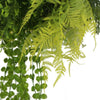 Image of Roof Hanging Disc With Artificial Plants Black Frame 40cm close up faux plants hanging