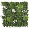 Image of Artificial white tropics green wall with various plants and white flowers on a white background