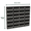 Image of Stack of wall mounted gro wall pots with dimensions labeled on a white background