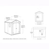 Image of Technical drawing of a shed with dimensions labeled