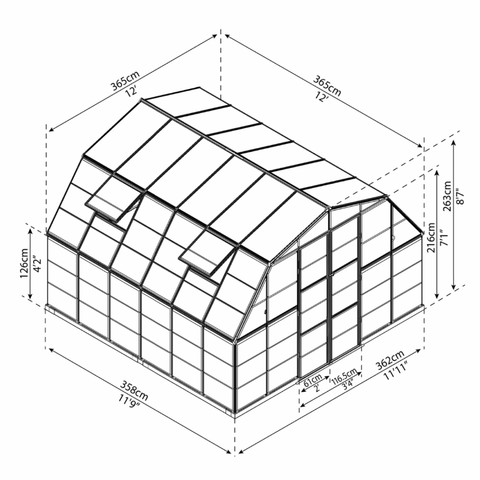 Palram Americana 12x12 Greenhouse With Dimensions