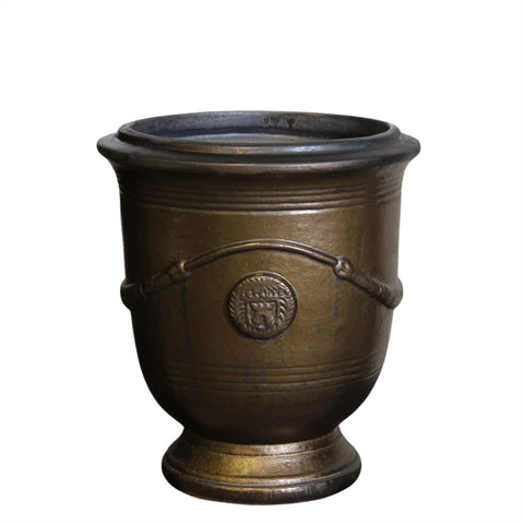 Large Heavy Metal French Style Glazed Urn