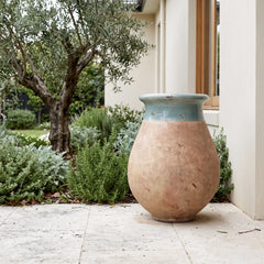 Celadon French Biot Jar Antiqued Terracotta Garden Pot