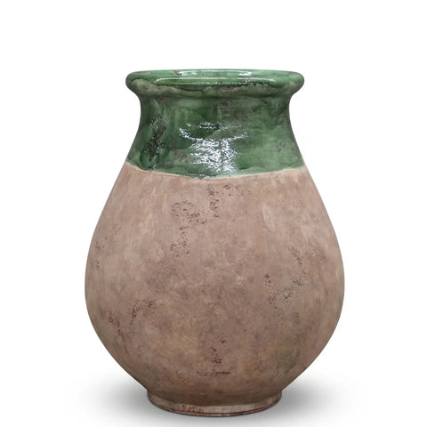 Authentic French Green Biot Jar with Antiqued Base