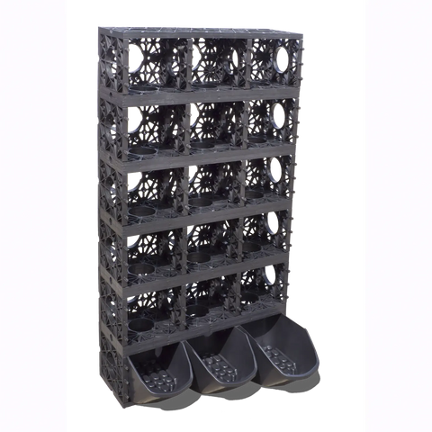 Stackable gro wall system with multiple compartments on a white background