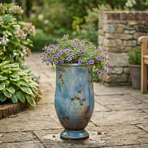 Blue Azure Traditional French Anduze Olive Jar