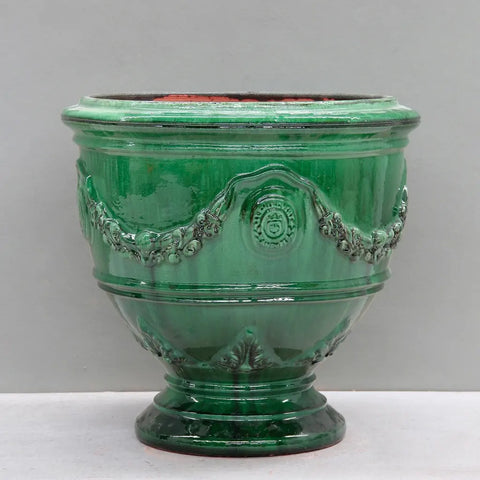Traditional Green Coupe Planter On White Background