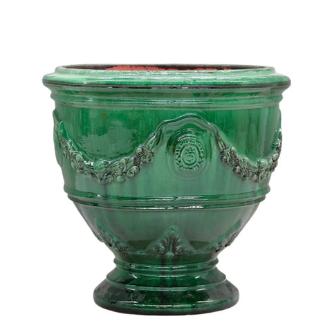 Traditional Green Coupe Planter On White Background