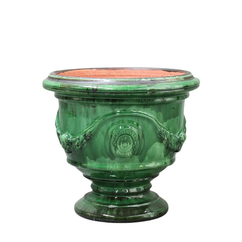 Traditional Green Coupe Planter  Small On White Background