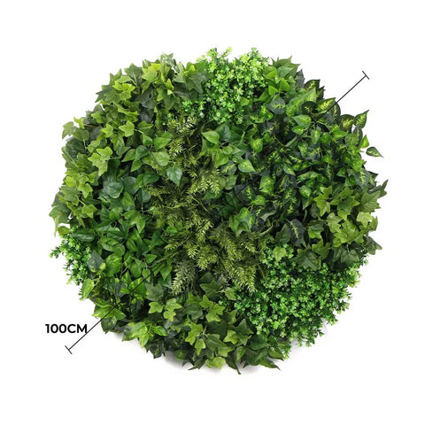Mixed Fern And Ivy Artificial Green Wall 100cm Black Diameter