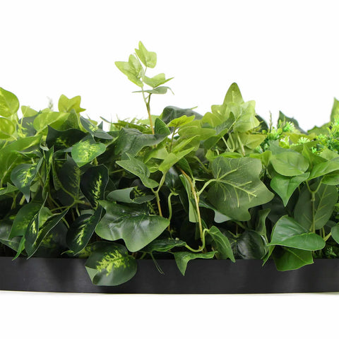 Mixed Fern And Ivy Artificial Green Wall 100cm Black Leaves Image 2