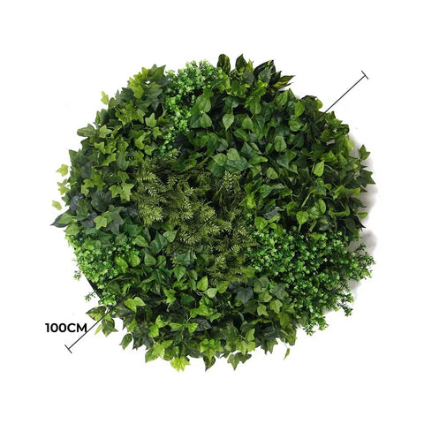 Mixed Fern And Ivy Artificial Green Wall 100cm White Diameter