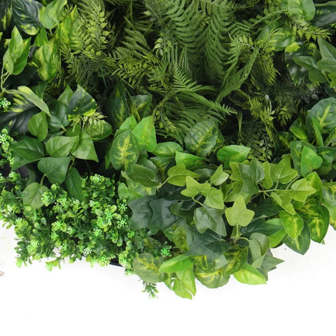 Mixed Fern And Ivy Artificial Green Wall 80cm Black Leaves