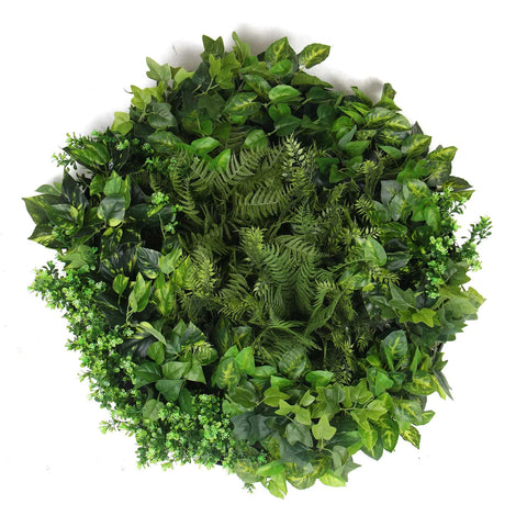 Mixed Fern And Ivy Artificial Green Wall 80cm Black Main View