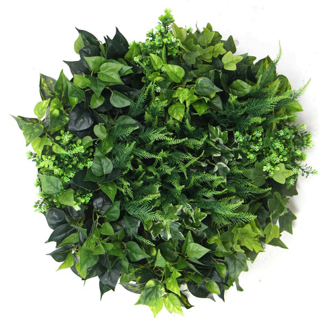 Mixed Fern And Ivy Artificial Green Wall 80cm White Main View