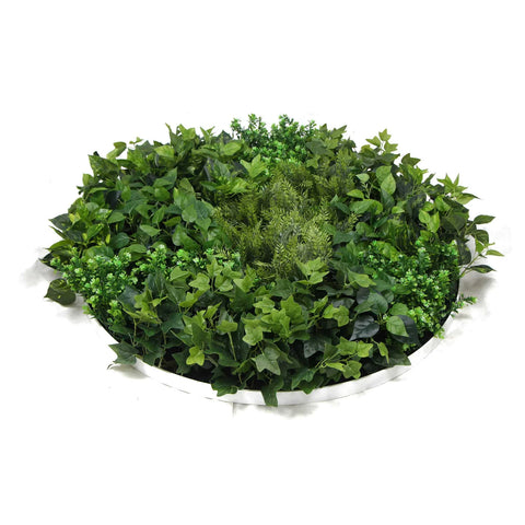 Mixed Fern And Ivy Artificial Green Wall 90cm White Main View