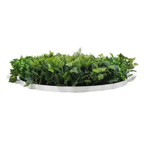 Mixed Fern And Ivy Artificial Green Wall 90cm White Side View