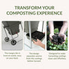 Image of Composting bin with text highlighting features and benefits
