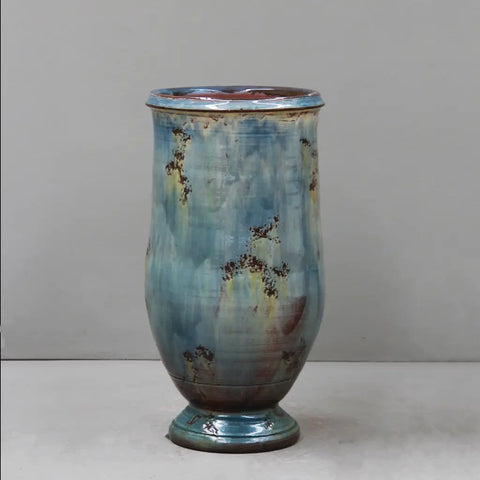 Blue Azure Traditional French Anduze Olive Jar