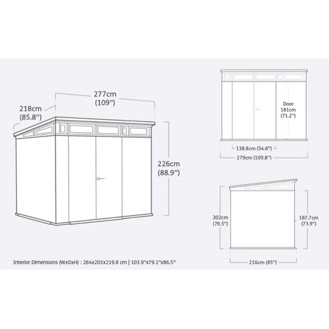 Keter Artisan 9 x 7 Garden Shed Dimensions