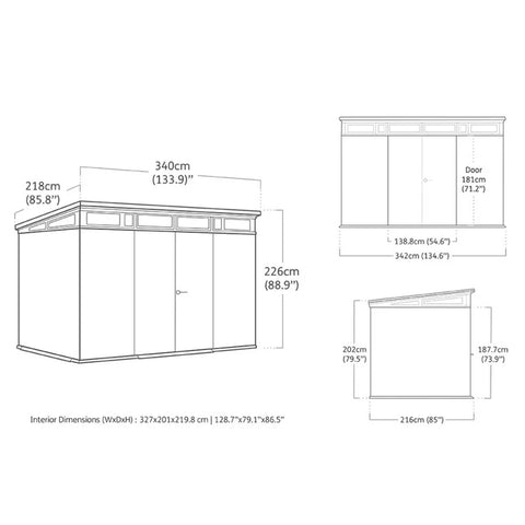 Keter Cortina Garden Shed 11 x7 Dimensions