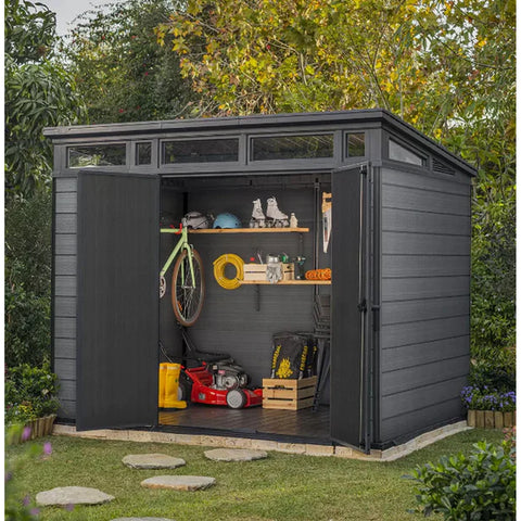 Keter Cortina Garden Shed 9 x7 Full View With Tools