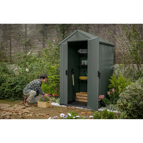 Keter Darwin 4x4 Garden Shed (1.3 x 1.2m) Wood Green Actual View