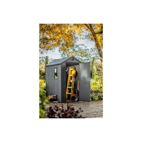 Keter Darwin 4x6 Garden Shed - Grey Full View