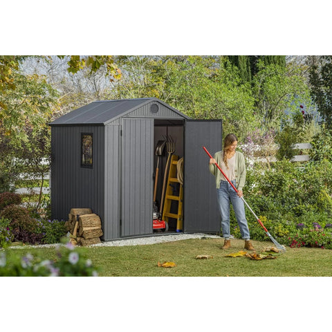Keter Darwin 6x6 Garden Shed (1.9 x 1.8m) Grey Actual View