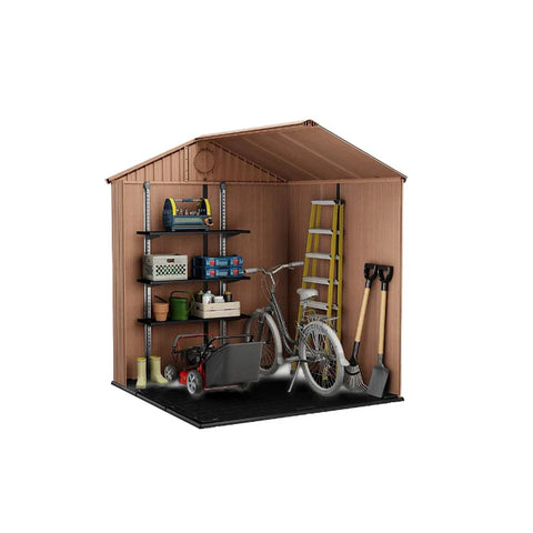 Keter Darwin 6x6 Garden Shed (1.9 x 1.8m) Brown With Tools