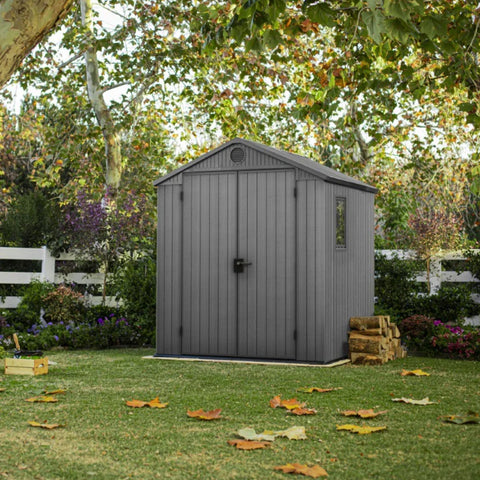 Keter Darwin 6x6 Garden Shed (1.9 x 1.8m) Grey In The Garden