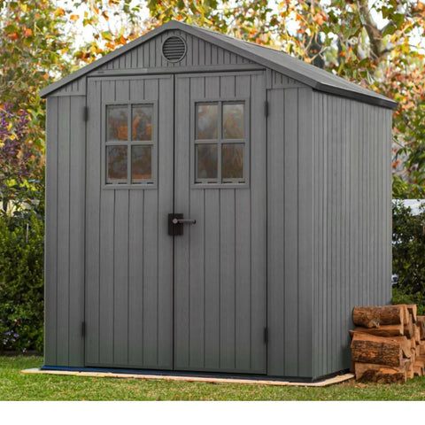 Keter Darwin 6x8 Garden Shed - Grey Full View