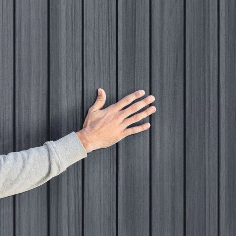 Keter Darwin 6x8 Garden Shed - Grey Wall Up Close