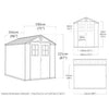 Image of Keter Darwin 6x8 Garden Shed - Grey Dimensions