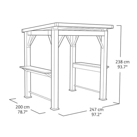 Keter Grill Gazebo - Grey Dimensions