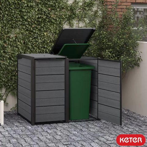 Keter Hideaway Bin Storage Shed 2 Bin In The Garden