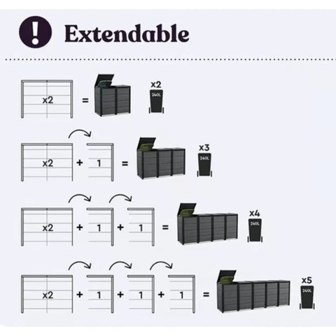 Keter Hideaway Bin Storage Shed Extendable