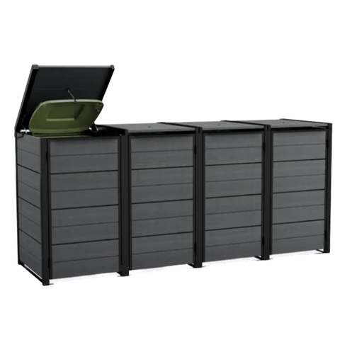 Keter Hideaway Bin Storage Shed 4 Bin Full View