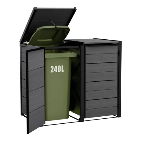 Keter Hideaway Bin Storage Shed 2 Bin With Garbage Bin