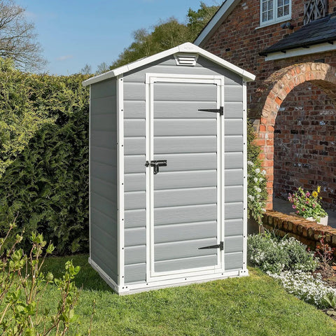 Keter Manor 4x3 Garden Shed - Grey Actual View In The Garden
