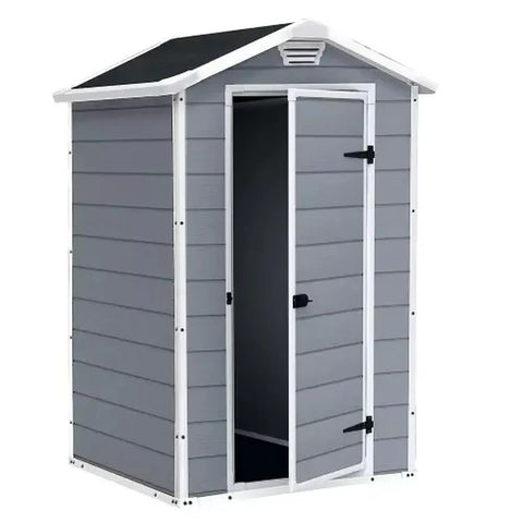 Keter Manor 4x3 Garden Shed - Grey Close Up View