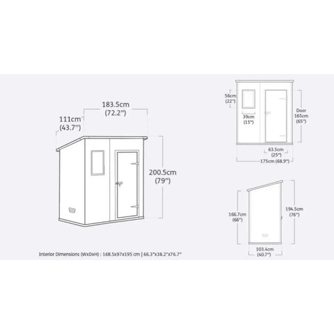 Keter Manor Pent 6x4 Garden Shed - Grey Dimensions