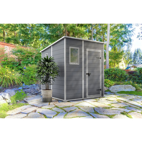Keter Manor Pent 6x6 Garden Shed - Full View Grey In The Garden