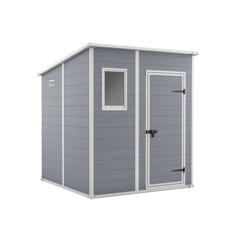 Keter Manor Pent 6x6 Garden Shed - Grey Left Side View
