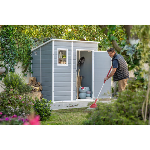 Keter Manor Pent 6x6 Garden Shed - Grey Actual View
