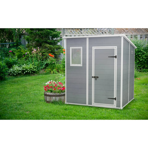 Keter Manor Pent 6x6 Garden Shed - Grey Full View