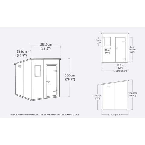 Keter Manor Pent 6x6 Garden Shed Dimensions