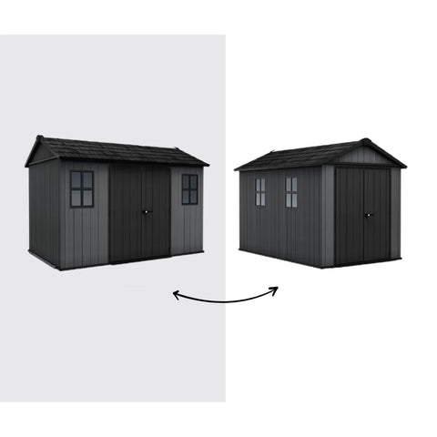 Keter Newton Plus Shed 7.5x11 (3.4m) Side and Front Entry Full View