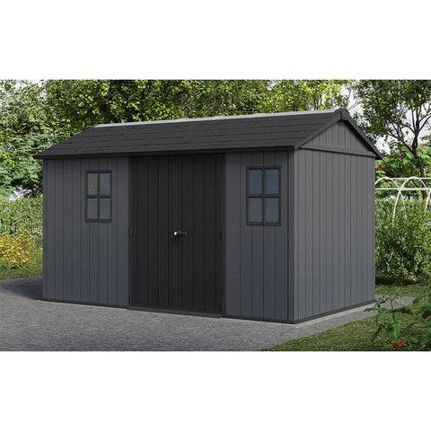 Keter Newton Plus Shed 7.5x13 (2.3 x 4.1m) In The Garden Front Entry